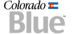 Colorado Blue™ Kentucky bluegrass sod logo with a Colorado flag. -2
