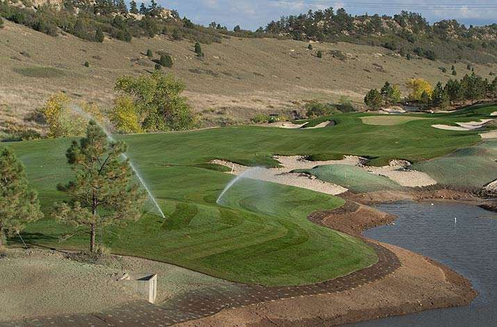 Sod was installed quickly allowing water to be applied to freshly sodded hole #12 in Littleton, CO at The Club at Ravenna.
