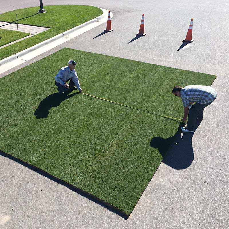 HD Sports 2.0 Lay and sod is tested in a parking lot.