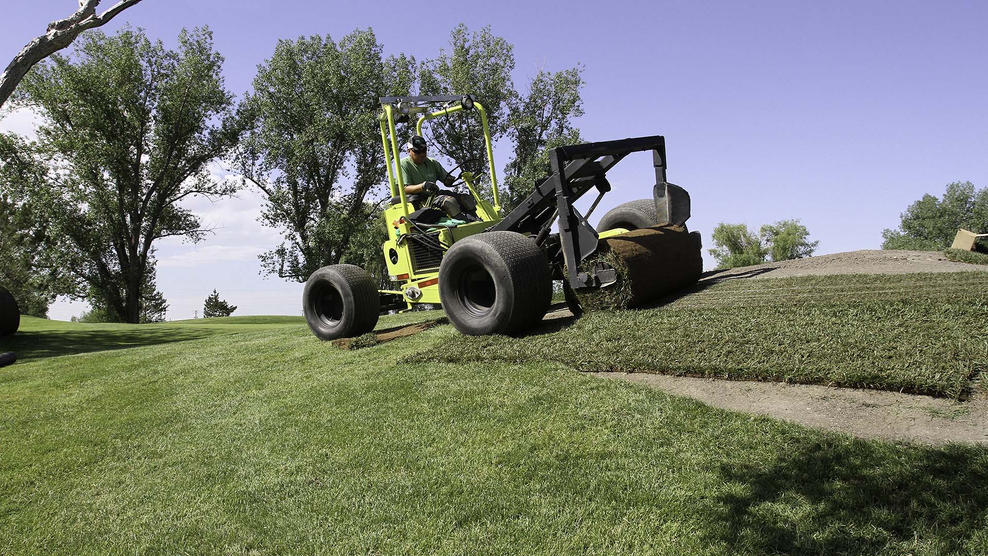 RTF® Water Saver tall fescue sod was selected for all bunker faces and would transition to bluegrass outside the bunker.